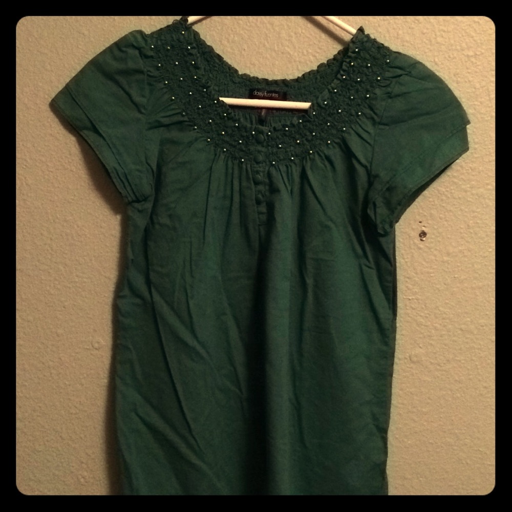 Daisy Fuentes green short sleeve blouse S